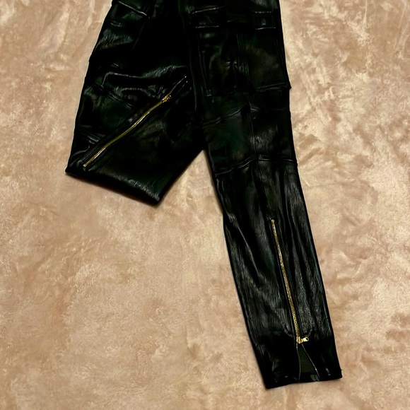 J Brand 💯 percent Lamb Leather Skinny Pants Gold Hardware Size 26 - Picture 4 of 17
